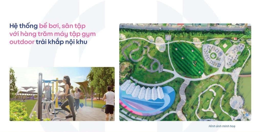 Hệ thống bể bơi và sân tập tại Vin Wonder Park